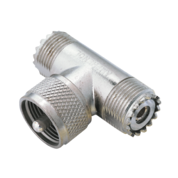 Adaptador en "T" AMPHENOL, de UHF Macho (PL-259) a Doble UHF Hembra (SO-239) para WP-629, WP-639, WP-641.