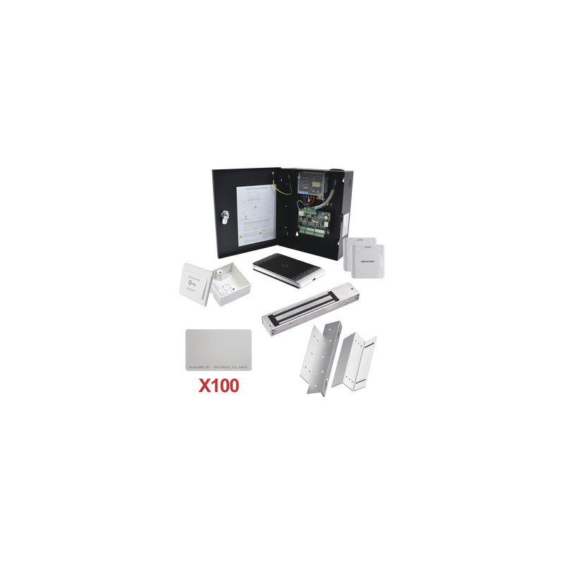 Kit de Control de Acceso con TARJETA para 1 Puerta con lector de Entrada y Salida  / TODO INCLUIDO / Software IVMS4200 incluido
