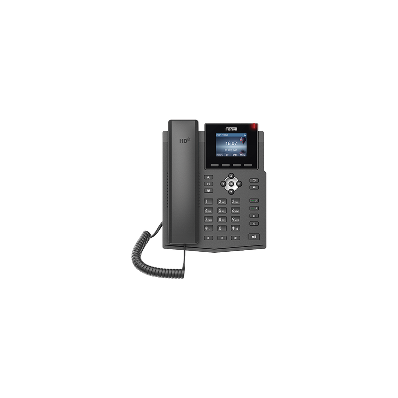Teléfono IP empresarial para 4 líneas SIP con pantalla LCD de 2.4 pulgadas a color, Opus y conferencia de 3 vías, PoE.