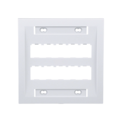 Placa de Pared Vertical Ejecutiva, Salida Para 10 Puertos Mini-Com, Con Espacios Para Etiquetas, Color Blanco