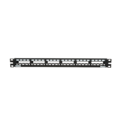 Panel de Parcheo Modular Mini-Com (Sin Conectores), Plano, Totalmente Blindado, de 24 puertos, 1UR