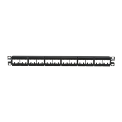 Panel de Parcheo Modular Mini-Com (Sin Conectores), Plano, Sin Blindaje, Con Etiqueta y Cubierta, de 24 puertos, 1UR