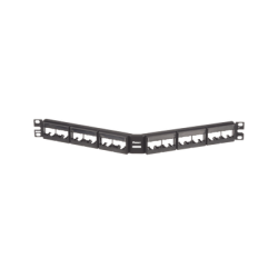Panel de Parcheo Modular Mini-Com (Sin Conectores), Angulado, Sin Blindaje, Con Etiqueta y Cubierta, de 24 puertos, 1UR