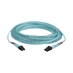 Jumper de Fibra Optica Multimodo 50/125 OM3, LC-LC Duplex, OFNR (Riser), Color Aqua, 10 Metros