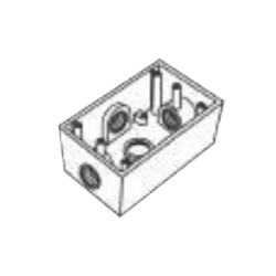 Caja Rectangular de 3/4" (19.05 mm ) con 4 bocas a prueba de intemperie.