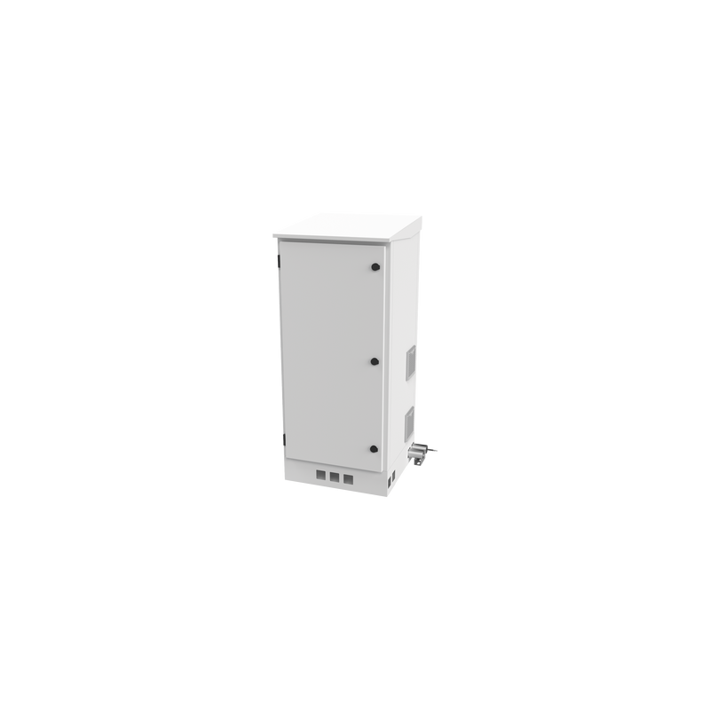 Gabinete de Piso para Exterior con Ventiladores y Termostato con Rack de 19" de 16 U + Espacio para Baterías, Se envía el Gabinete Armado.