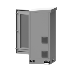 Gabinete de Piso para Exterior con Ventiladores y Termostato con Rack de 19" de 16 U + Espacio para Baterías, Se envía el Gabinete Armado.