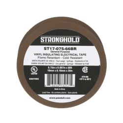 Cinta Eléctrica STRONGHOLD para Aislar, de PVC, Uso General Reparación y Mantenimiento, Grosor de 0.18mm (7 mil), Ancho de 19mm, y 20.12m de Largo, Color Café