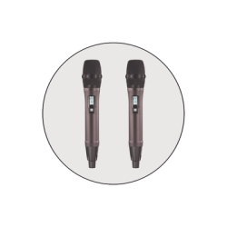 Kit de Microfonía inalámbrico | 2 Micrófonos de mano | Receptor UHF | Pantalla LCD | 200 Canales | Gran cobertura