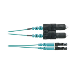 Jumper de Fibra Optica Multimodo 50/125 OM4, LC-SC Duplex, OFNR (Riser), Color Aqua, 1 Metro