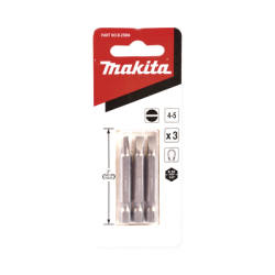 Punta plana para atornillar de 4-5 x 50 mm forma “E”, zanco tipo hexagonal de 1/4" con punta magnética, blíster con 3 piezas.