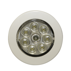 Mini luz de cortesía circular con bisel blanco de 2.8 pulgadas, 50 lumenes 