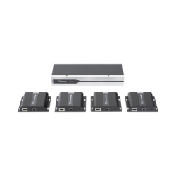 Kit Divisor y Extensor HDMI (Extender Splitter) | Divide 1 Fuente HDMI a 4 Pantallas | Extiende la señal HDMI hasta 120 m | Resolución 4Kx2K @ 60 Hz | Cat 6/6a | Uso 24/7 | Longitud del cable autoajustable 