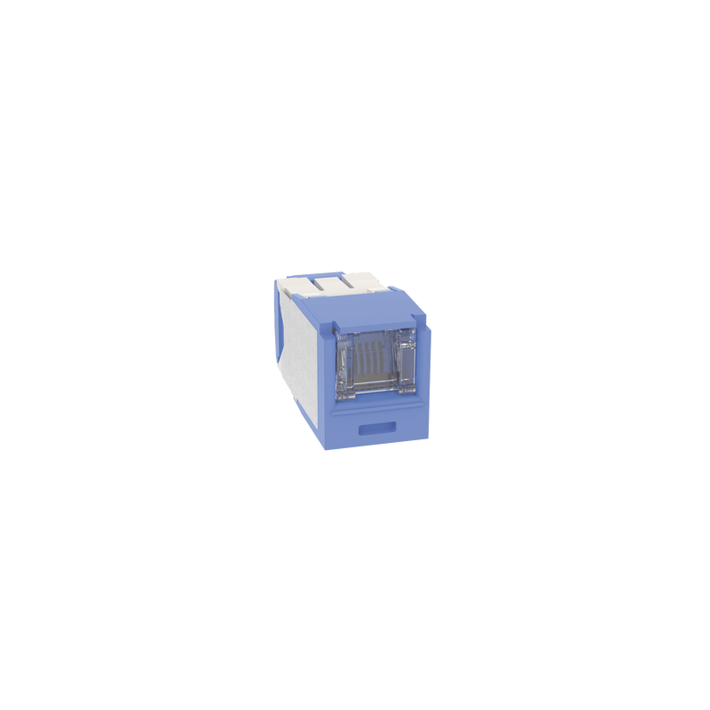 Conector Jack RJ45 Estilo TG con Ventana, Mini-Com, Categoría 6A, de 8 posiciones y 8 cables, Color Azul