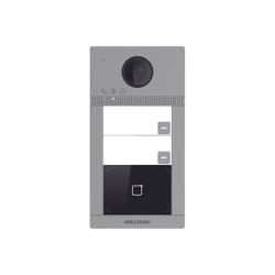 Videoportero IP (IP65 + IK08) con Llamada y apertura desde APP Hik-Connect / Soporta 2 Departamentos / PoE Estandar  / Interfaz WEB para configuración / 2 puertas