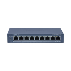 Switch PoE+ / Monitoreable / 8 Puertos 10/100 Mbps PoE+ / 1 Puerto 1000 Mbps de Uplink / Configuración Nube Hik-PartnerPro / Modo Extendido hasta 300 Metros / 110 W
