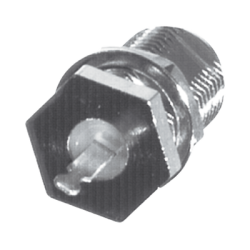 Conector F Hembra para Panel en Doble D-Plano, Borde Hexagonal, Terminal Soldable Níquel/ Estaño/ Polipropileno.