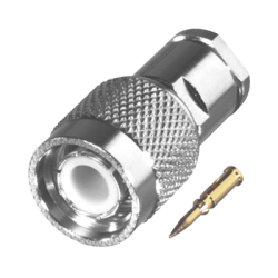 Conector TNC Macho Especial de Rosca, Sin Herrajes para Cables RG-58/U, Níquel // Delrin.