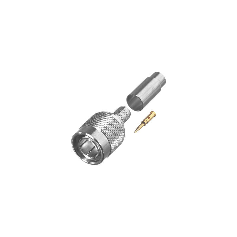 Conector TNC Macho en 75 Ohm, de Anillo Plegable para Cable RG-59/U, AWG 20, Níquel/ Oro/ Teflón.â€‹
