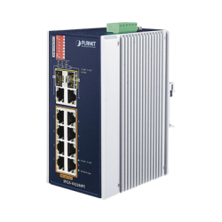 Switch Industrial PoE no administrable de 8 Puertos 10/100TX 802.3at,  Hasta 240 W, Combo TP / SFP Gigabit TP / SFP  (-40 ~ 75 grados C)