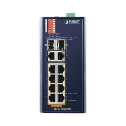 Switch Industrial PoE no administrable de 8 Puertos 10/100TX 802.3at,  Hasta 240 W, Combo TP / SFP Gigabit TP / SFP  (-40 ~ 75 grados C)