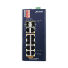 Switch Industrial PoE no administrable de 8 Puertos 10/100TX 802.3at,  Hasta 240 W, Combo TP / SFP Gigabit TP / SFP  (-40 ~ 75 grados C)