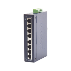 Switch Industrial No Administrable de 8 Puertos Gibabit 10/100/1000T, Diseñado para Montaje en Pared y Riel DIN