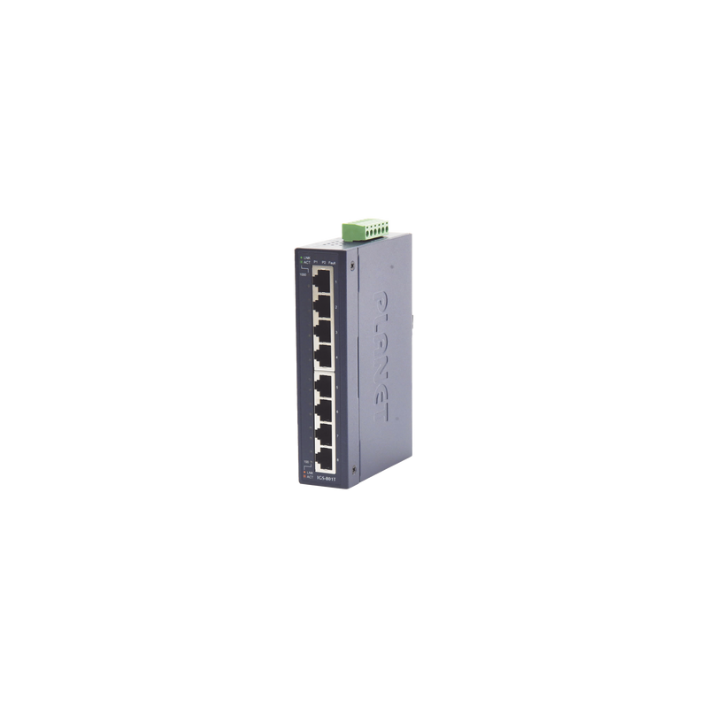 Switch Industrial No Administrable de 8 Puertos Gibabit 10/100/1000T, Diseñado para Montaje en Pared y Riel DIN