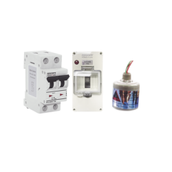 Kit de Centro de Carga Para Corriente Directa, Breaker de hasta  800 Vcc de 32 A con Supresor de Descargas Atmosféricas.