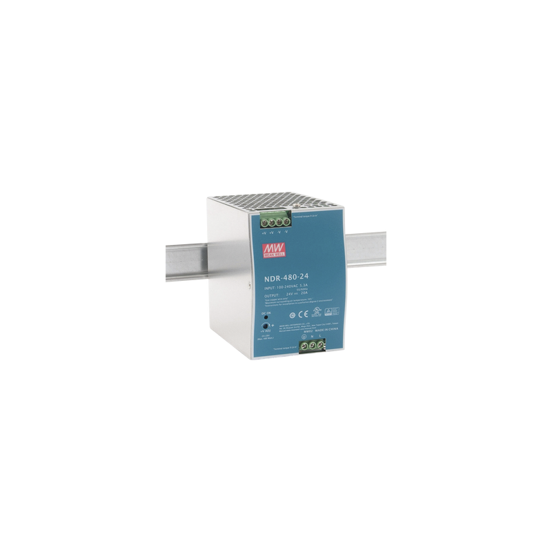 Fuente de Poder Industrial de 480W, salida 24 Vcc, para montaje en Riel Din