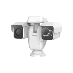 PTZ Punta de Poste IP Dual / Lente Térmico 100 mm (640 X 512) / Lente Óptico 56X Zoom (4 MP) / 800 mts IR Laser / 36 VCC / IP66 / Recubrimiento Anticorrosivo 
