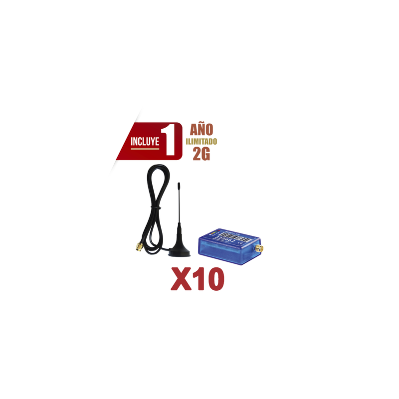 KIt de 10 Comunicadores de Alarma MINI012G con Antena 2G / Incluyen 1 Año de Cobertura / Aplicación Gratuita / Cero Configuración / Compatible Honeywell/DSC/CROW/PIMA