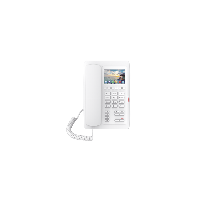 (H5W Color Blanco)Teléfono IP WiFi para Hotelería, profesional de gama alta con pantalla LCD de 3.5 pulgadas a color, 6 teclas programables para servicio rápido (Hotline) PoE