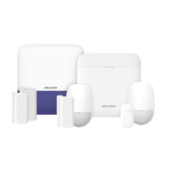 (AX PRO) KIT de Alarma AX PRO con GSM (3G/4G) / Incluye: 1 Hub con bateria de respaldo / 2 Sensores PIR / 3 Contactos Magnéticos mini / 1 Control Remoto / 1 Sirena Inalambrica Exterior  / WiFi / Compatible con Hik-Connect P2P
