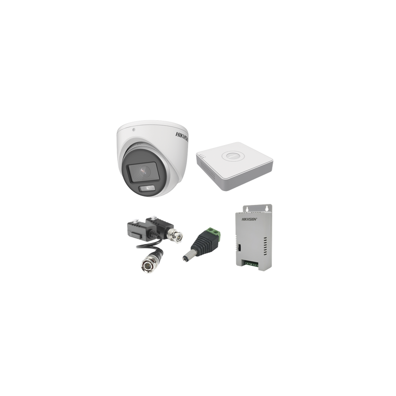  KIT COLORVU TURBOHD 1080pLite / DVR 4 Canales / 4 Cámaras Eyeball (exterior) / Transceptores / Conectores / Fuente de Poder Profesional