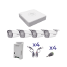 KIT COLORVU TURBOHD 1080p Lite / DVR 4 Canales / 4 Cámaras Bala (exterior 2.8 mm) / Transceptores / Conectores / Fuente de Poder Profesional