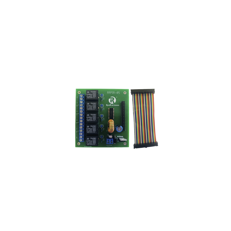 Tablilla interfaz de 5 relevadores con arnés 20x2 pines para Raspberry Pi