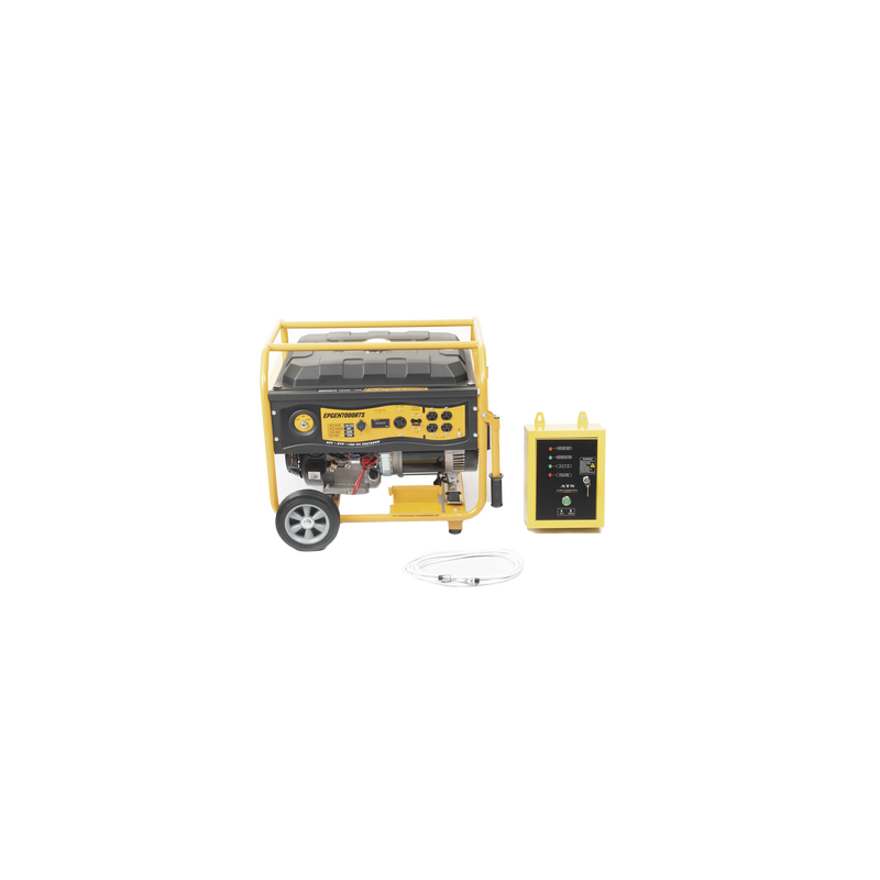 Generador a Gasolina / Planta de Emergencia con Encendido Automático, 6.5KW, 220Vac 2 Fases, Jaula con Ruedas para Fácil Traslado 