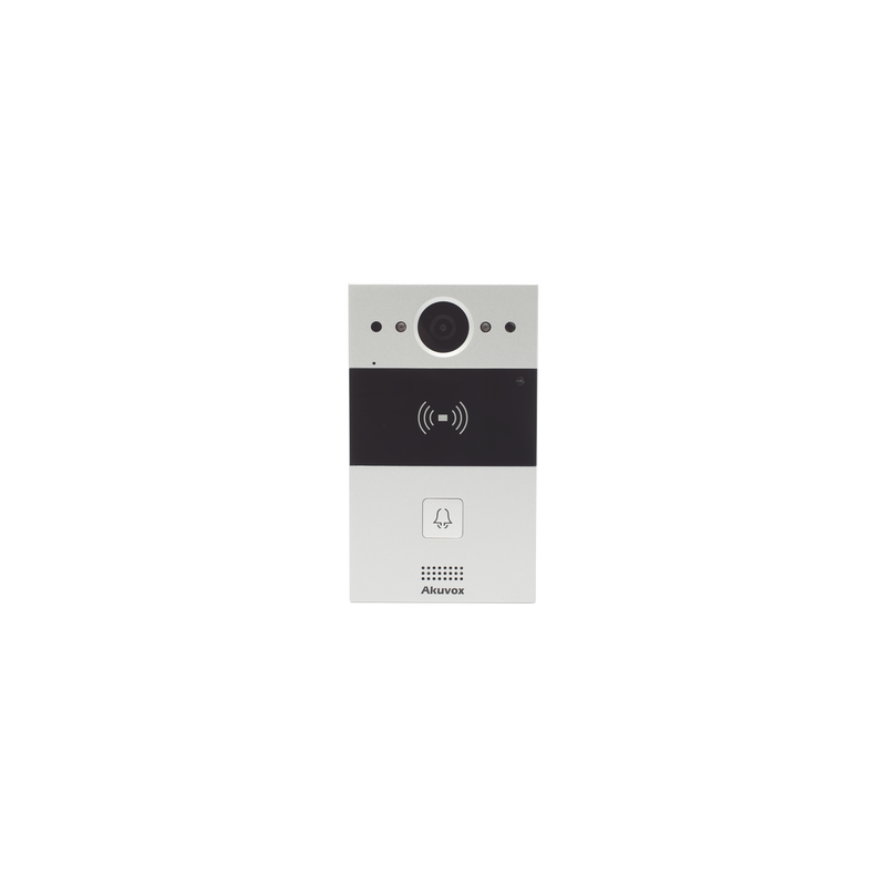 Videoportero de 1 Botón / Lector de Tarjetas MIFARE y PROX EM / Notificación a APP / 100% en la Nube / Notificación por Llamada Telefónica / SIP / ONVIF / IP65 / Cámara 2MP / Panel de Aluminio / Control de 2 Puertas
