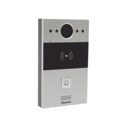 Videoportero de 1 Botón / Lector de Tarjetas MIFARE y PROX EM / Notificación a APP / 100% en la Nube / Notificación por Llamada Telefónica / SIP / ONVIF / IP65 / Cámara 2MP / Panel de Aluminio / Control de 2 Puertas