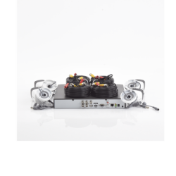 (MICRÓFONO INTEGRADO) KIT TURBOHD 5 Megapixel / DVR 4 Canales / 4 Cámaras Bala con Micrófono Integrado (exterior 2.8 mm) / Fuente de Poder / Accesorios de Instalación
