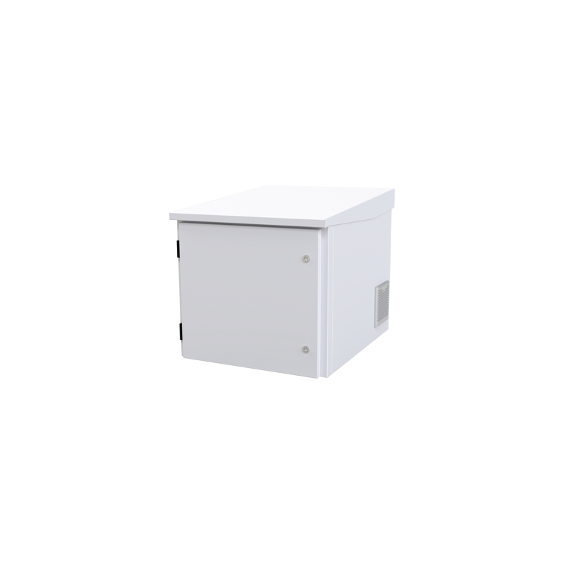Gabinete PROFUNDO hasta 705 mm  de profundidad, de Exterior de 9UR con Ventiladores y Termostato, Se envía el Gabinete Armado, (Montaje a poste o torre se vende por separado).