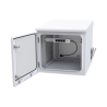 Gabinete PROFUNDO hasta 705 mm  de profundidad, de Exterior de 9UR con Ventiladores y Termostato, Se envía el Gabinete Armado, (Montaje a poste o torre se vende por separado).