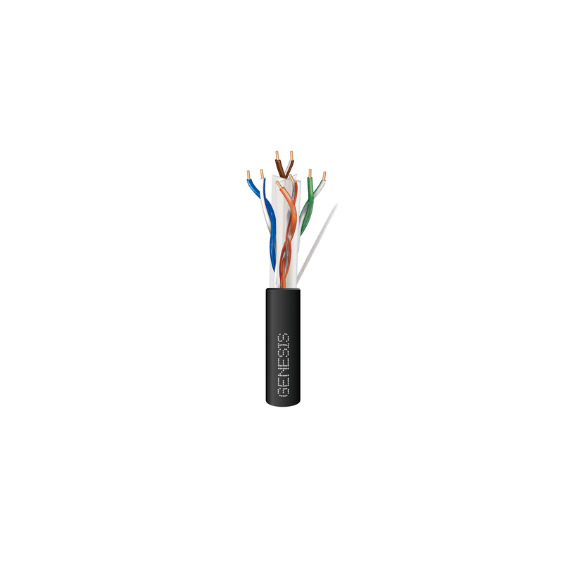 Carrete de Cable de 305 Metros Cat6 CALIBRE 24 Exterior para CLIMAS EXTREMOS, RoHS, color Negro