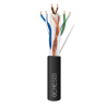 Carrete de Cable de 305 Metros Cat6 CALIBRE 24 Exterior para CLIMAS EXTREMOS, RoHS, color Negro