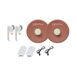 Kit de 2 radios C5X con antenas NPPROS2PACK (27 dBi), rango de frecuencia extendida (4.9 a 6.4 GHz), incluye inyector POE  y cable de alimentación 