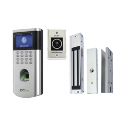 KIT de Control de Acceso LF10/ PUSH / Compatible con ZKBioCVAccess / 1,500 Usuarios / Chapa magnética / Botón de Salida / Tarjeta de proximidad