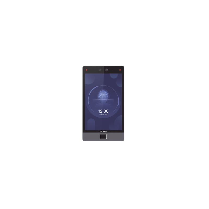 Terminal Facial Min Moe 8" Touch con Lector de Huellas / Delgada y Estética / PoE / 100,000 rostros / Exterior IP65 / Función de Videoportero y Lectura de Códigos QR / Lectura de tarjetas / HIK-IA