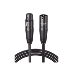 Cable para Micrófono XLR Tipo Canon Macho a Hembra / 10 Metros / Plug & Play / Antiinterferencias / Triple Blindaje / Alta Calidad / Color Negro