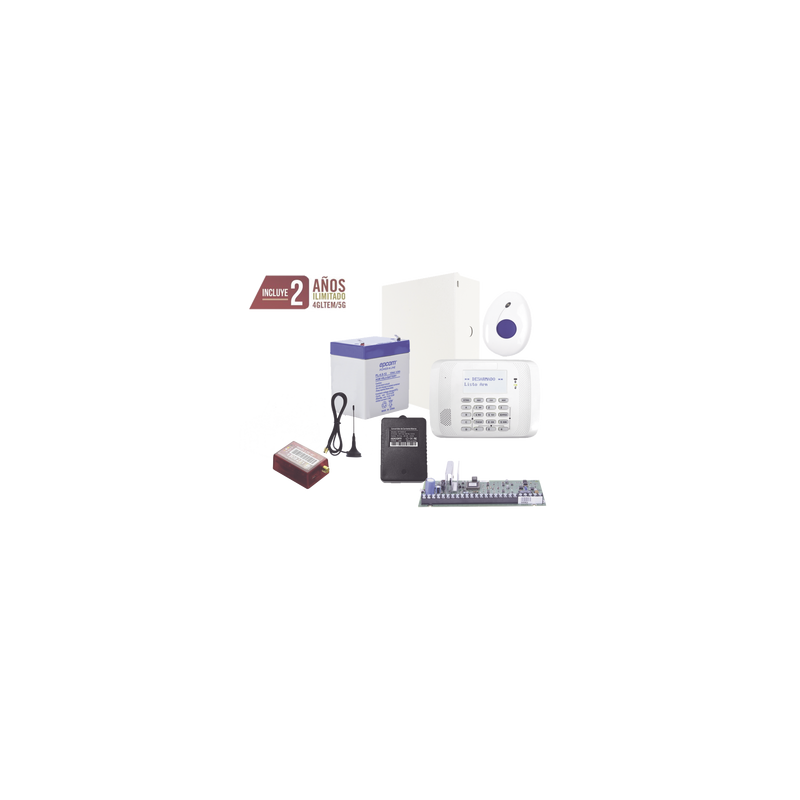 Kit de Alarma VISTA48 con Comunicador, Botón de Pánico y Detección de Caídas Inalámbrico, Gabinete, Transformador y Batería